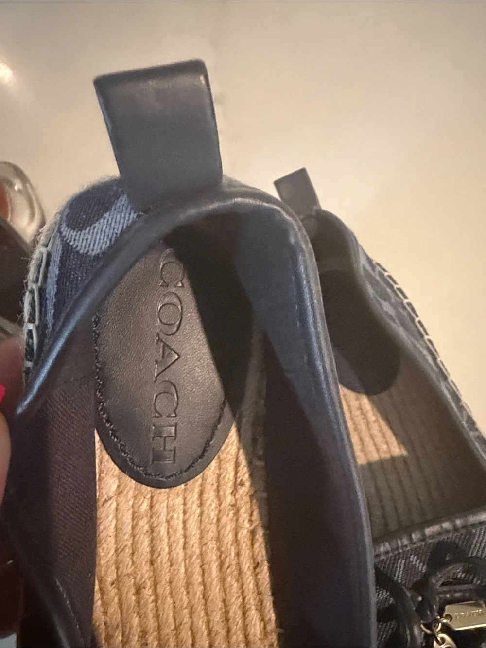 Coach Navy Signature Canvas Tassel Espadrille Moccasins fits Like 7 1/2